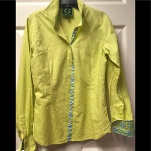 EUC C.Wonder green button up blouse w/ logo detail
